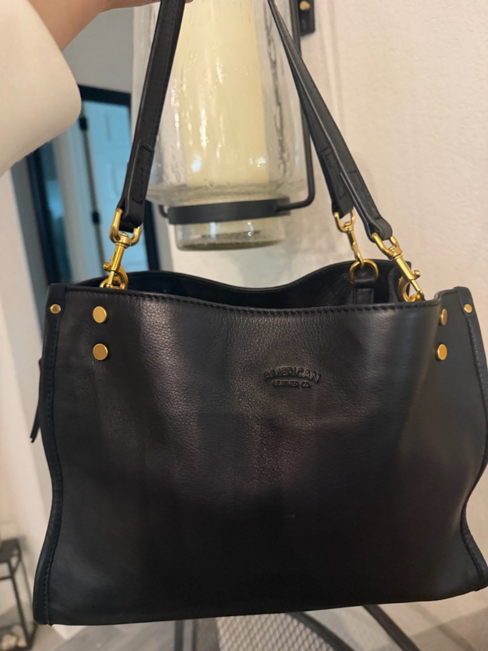 American Leather Co. Lenox Triple Entry Black Leather Satchel